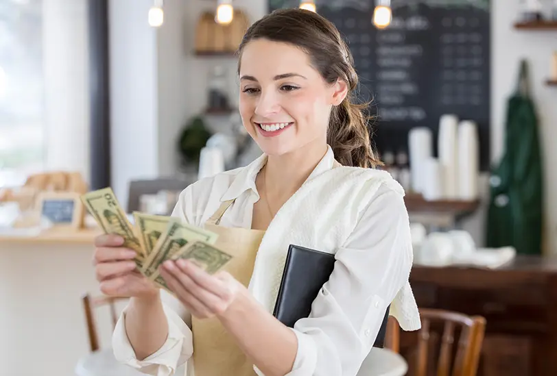 woman with cash