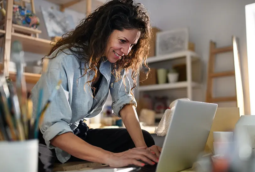 woman on a laptop